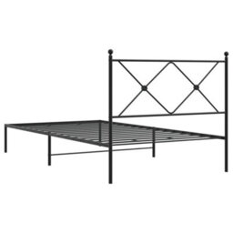 Berkfield Metal Bed Frame Without Mattress With Headboard Black 100X190Cm - thumbnail 6
