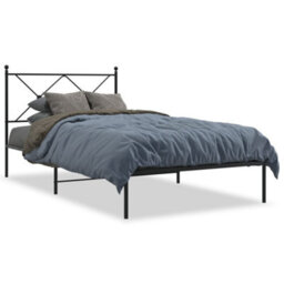 Berkfield Metal Bed Frame Without Mattress With Headboard Black 100X190Cm - thumbnail 2