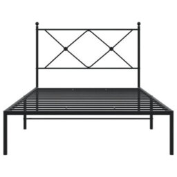 Berkfield Metal Bed Frame Without Mattress With Headboard Black 100X190Cm - thumbnail 4