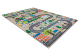 RugsX Bambino 34600 Washing Carpet City, Streets For Children Anti-Slip - Beige Grey  120X170 Cm - thumbnail 3