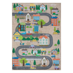 RugsX Bambino 34600 Washing Carpet City, Streets For Children Anti-Slip - Beige Grey  120X170 Cm - thumbnail 2