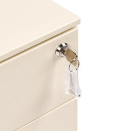 Wyld And Coco Urbannest Light Beige Metal Storage Cabinet 3-Drawer Key-Locked, Wheeled, Gloss Finish - thumbnail 7