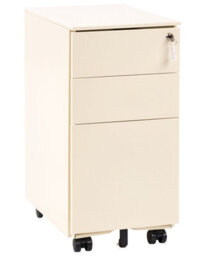 Wyld And Coco Urbannest Light Beige Metal Storage Cabinet 3-Drawer Key-Locked, Wheeled, Gloss Finish - thumbnail 3