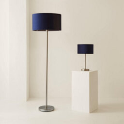 Valuelights Charles Brushed Chrome Table Lamp With Navy Velvet Shade - thumbnail 7