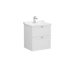 Vitra Harlow Essence Matt Light Grey Classic Wall-Mounted Vanity Unit & Basin Set (W)605mm (H)670mm - thumbnail 1