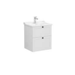 Vitra Harlow Essence Matt Light Grey Classic Wall-Mounted Vanity Unit & Basin Set (W)605mm (H)670mm - thumbnail 3