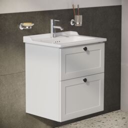 Vitra Harlow Essence Matt Light Grey Classic Wall-Mounted Vanity Unit & Basin Set (W)605mm (H)670mm - thumbnail 4