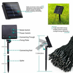 200 Led Outdoor Garden Solar Lights Fairy String Light For Party Wedding-Cold White - thumbnail 2