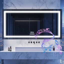 Luvodi 1600X800mm Bluetooth Led Bathroom Mirror Music Temperature Anti-Fog Vanity Mirror, Date And Time, Backlit Frontlit - thumbnail 1
