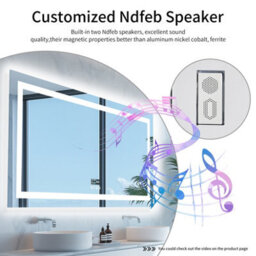 Luvodi 1600X800mm Bluetooth Led Bathroom Mirror Music Temperature Anti-Fog Vanity Mirror, Date And Time, Backlit Frontlit - thumbnail 5