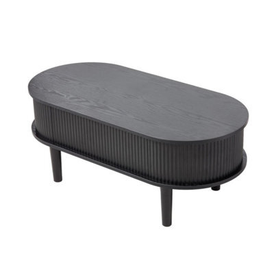 Black Lift Top Coffee Table With Storage Oval Wooden Living Room Center Coffee Table - image 1