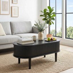Black Lift Top Coffee Table With Storage Oval Wooden Living Room Center Coffee Table - thumbnail 4