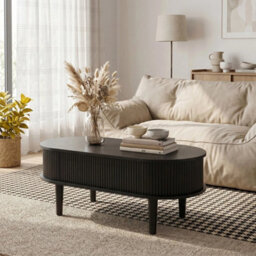 Black Lift Top Coffee Table With Storage Oval Wooden Living Room Center Coffee Table - thumbnail 6