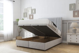"Comfort The Foxy Silver Plush Ottoman Bed Base With 26"" Strutted Headboard 4' Small Double" - thumbnail 2