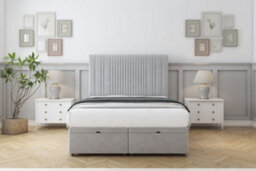 "Comfort The Foxy Silver Plush Ottoman Bed Base With 26"" Strutted Headboard 4' Small Double" - thumbnail 1