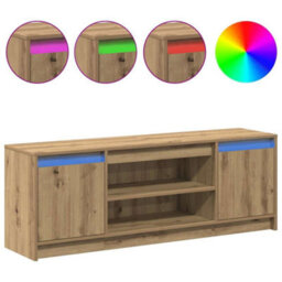 Berkfield Tv Cabinet With Led In Artisan Oak 139.5X34X50 Cm, Made From Engineered Wood - thumbnail 4