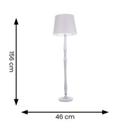 Valuelights Victoria Traditional Grey Wood Candlestick Floor Lamp With Grey Tapered Shade - Led Bulb Included - thumbnail 6