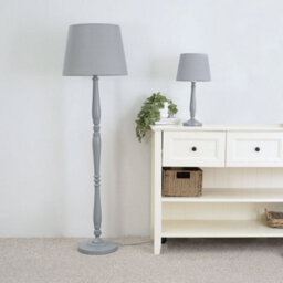 Valuelights Victoria Traditional Grey Wood Candlestick Floor Lamp With Grey Tapered Shade - Led Bulb Included - thumbnail 3