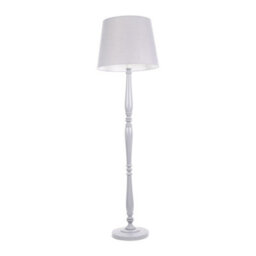 Valuelights Victoria Traditional Grey Wood Candlestick Floor Lamp With Grey Tapered Shade - Led Bulb Included - thumbnail 2