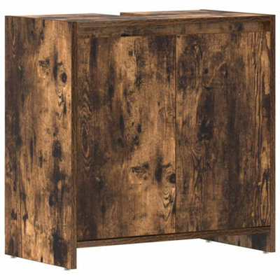 Berkfield Stylish Bathroom Cabinet Smoked Oak 60X33X61 Cm Engineered Wood