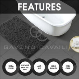 Gc Gaveno Cavailia Infinity Loop Extra Large 2 Piece Bath Mat Set Charcoal Super Absorbent Non Slip Shower Mat - thumbnail 3