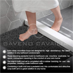 Gc Gaveno Cavailia Infinity Loop Extra Large 2 Piece Bath Mat Set Charcoal Super Absorbent Non Slip Shower Mat - thumbnail 4