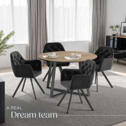 Tectake Set Of 4 Armchair Lucia - Padded, Quilted Pattern, 180 Degree Swivel Chair  - Black - thumbnail 8