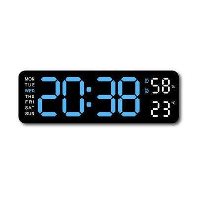 Black&blue Digital Led Desk Alarm Clock Large Led Display Wall Clock Temperature Humidity - image 1