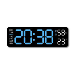 Black&blue Digital Led Desk Alarm Clock Large Led Display Wall Clock Temperature Humidity - thumbnail 2