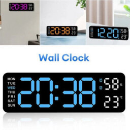Black&blue Digital Led Desk Alarm Clock Large Led Display Wall Clock Temperature Humidity - thumbnail 5