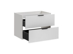 Impact Furniture White Vanity Unit 800mm Sink Bathroom Cabinetry Ribbed Fluted Wall Hung Cabinet With Drawers Adel - thumbnail 3