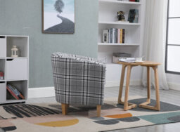 Westwood Linen Fabric Sofa Armchair Office Reception Tub Chair Living Room Grey Checked - thumbnail 4