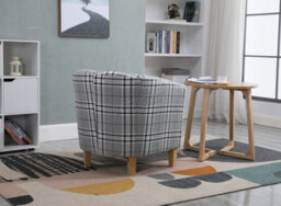 Westwood Linen Fabric Sofa Armchair Office Reception Tub Chair Living Room Grey Checked - thumbnail 5