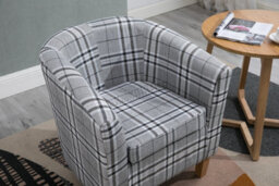 Westwood Linen Fabric Sofa Armchair Office Reception Tub Chair Living Room Grey Checked - thumbnail 7