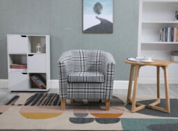 Westwood Linen Fabric Sofa Armchair Office Reception Tub Chair Living Room Grey Checked - thumbnail 2