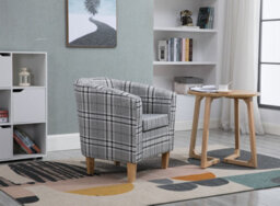 Westwood Linen Fabric Sofa Armchair Office Reception Tub Chair Living Room Grey Checked - thumbnail 3