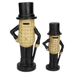 AB Tools Large & Small Mr. Peanut Money Box Bank Jar Planters Mascot Cast Iron Statue - thumbnail 2