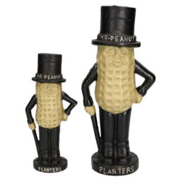 AB Tools Large & Small Mr. Peanut Money Box Bank Jar Planters Mascot Cast Iron Statue - thumbnail 1