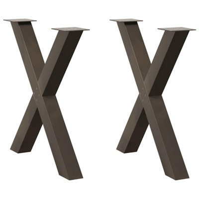 Berkfield Dining Table Legs X-Shaped 2 Pcs Natural Steel 70X(72-73) Cm Steel - image 1