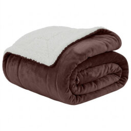 Moonlight Bedding Sherpa Fleece Throw Blanket Coffee Double Soft Thick & Fluffy Reversible Throw For Sofa, Bed & Travel Blanket - thumbnail 1