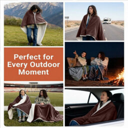 Moonlight Bedding Sherpa Fleece Throw Blanket Coffee Double Soft Thick & Fluffy Reversible Throw For Sofa, Bed & Travel Blanket - thumbnail 5
