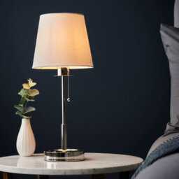 Luminosa Lighting Luminosa Florence Base & Shade Table Lamp, Bright Nickel Plate, Vintage White Fabric - thumbnail 5