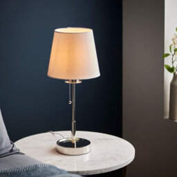 Luminosa Lighting Luminosa Florence Base & Shade Table Lamp, Bright Nickel Plate, Vintage White Fabric - thumbnail 4