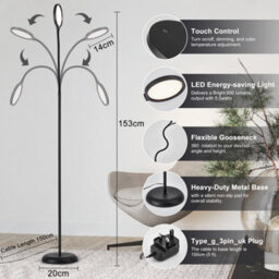 Harper Living Floor Lamp Black, Dimmable Led Lamps For Living Room, 3 Colour Temps Standing Lamp With Touch Control - thumbnail 7