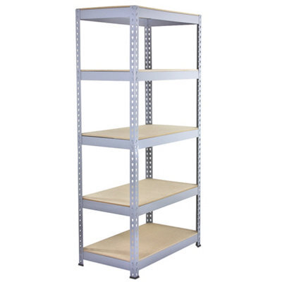 MonsterShop Garage Shelving Storage 5 Tier Heavy Duty Racking 200Kg/shelf, Q-Rax Grey 90Cm X 182.5Cm X 50Cm - image 1