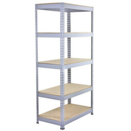 MonsterShop Garage Shelving Storage 5 Tier Heavy Duty Racking 200Kg/shelf, Q-Rax Grey 90Cm X 182.5Cm X 50Cm