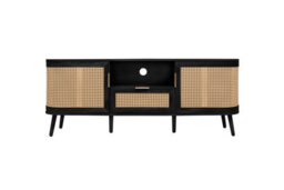 Rattan Tv Entertainment Unit Curved Black Cabinet Birlea Sark - thumbnail 8