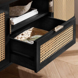 Rattan Tv Entertainment Unit Curved Black Cabinet Birlea Sark - thumbnail 7