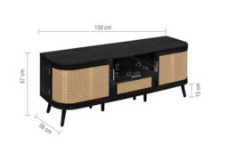 Rattan Tv Entertainment Unit Curved Black Cabinet Birlea Sark - thumbnail 9