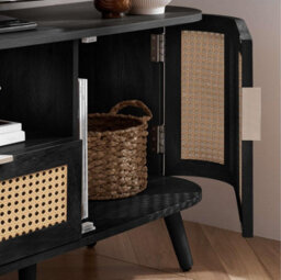 Rattan Tv Entertainment Unit Curved Black Cabinet Birlea Sark - thumbnail 3